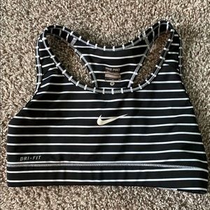 Nike Pro sports bra striped black white small.